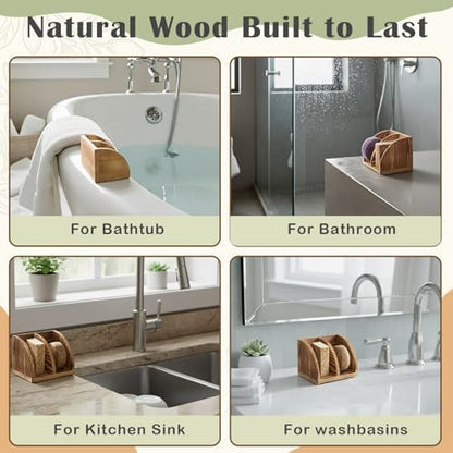 Shampoo Bar Holder Multi Bar Soap Dish, Wooden, 4.33 x 3.35 x 3.15 Inch