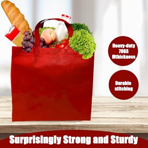 50pcs Reusable Grocery Bags with Handles Non Woven Shopping Tote Bags Bulk