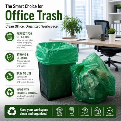 Tall Kitchen Trash Bags 13 Gallon (120 Bags) Medium Green Garbage Bag 55 Liter Can Liners Portable Camping Toilet Bags (120 count)