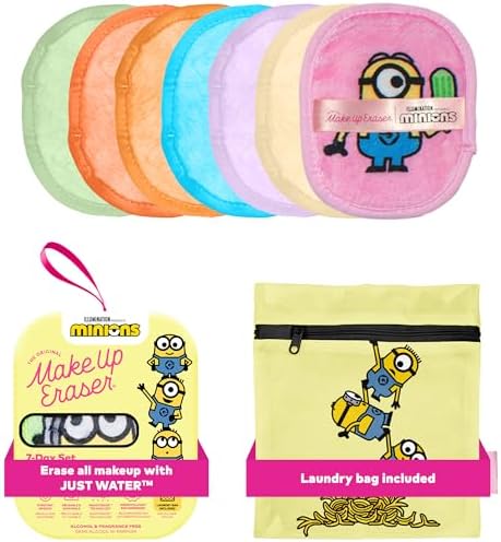 The Original MakeUp Eraser 7-Day Set, Erase All Makeup With Just Water, Including Waterproof Mascara, Eyeliner, Foundation, Lipstick, Sunscreen, and More! (Minions), 7ct.