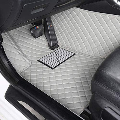 Custom Floor Mats for Cars fit 95% Sedan SUV Sports Car Full Coverage All Weather Men Women Pads Protection Non-Slip Leather Floor Liners (Black and Yellow Stitching)