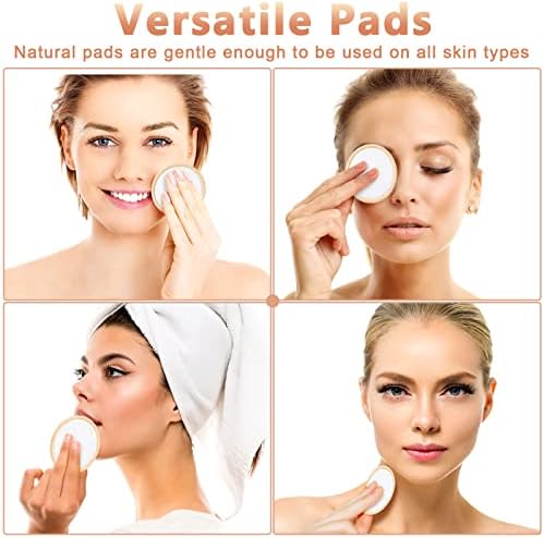 Foaincore 40 Pcs Reusable Makeup Remover Pads with Mesh Storage Bag and Bamboo Box Washable Bamboo Cotton Rounds Soft Reusable Face Pad for Toner Skin Various Skin Care Products(White, Tan)