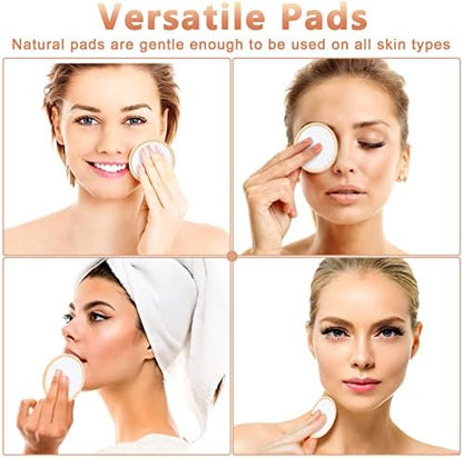 Foaincore 40 Pcs Reusable Makeup Remover Pads with Mesh Storage Bag and Bamboo Box Washable Bamboo Cotton Rounds Soft Reusable Face Pad for Toner Skin Various Skin Care Products(White, Tan)