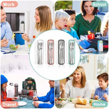 Nicunom 8 Pack Travel Silverware Set with Case, Reusable Utensils for Lunch