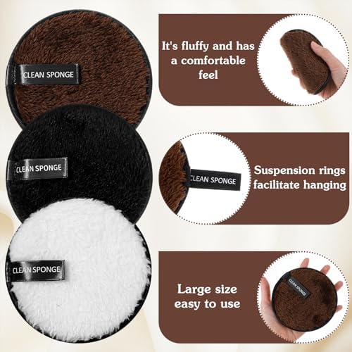 6Pcs Reusable Cotton Pads, Shimmeroo Reusable Cotton Rounds Makeup Remover Pads Double-Sided Facial Cleansing Puffs Round Make up Remover Pad for All Skin Types