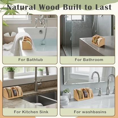 Shampoo Bar Holder Multi Bar Soap Dish, Bamboo, 6.3 x 3.3 x 3.1 Inch