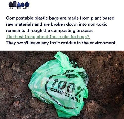 Plasticplace 20-30 Gallon Compostable Trash Bags │ 0.85 Mil │ Green Tint Garbage Can Liners │ 30” x 36” (70 Count)