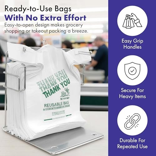 2.25 Mil Reusable Plastic Grocery Bags | PACK OF 200 12" x 7" x 22"