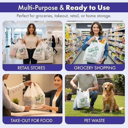 2.25 Mil Reusable Plastic Grocery Bags | PACK OF 200 12" x 7" x 22"