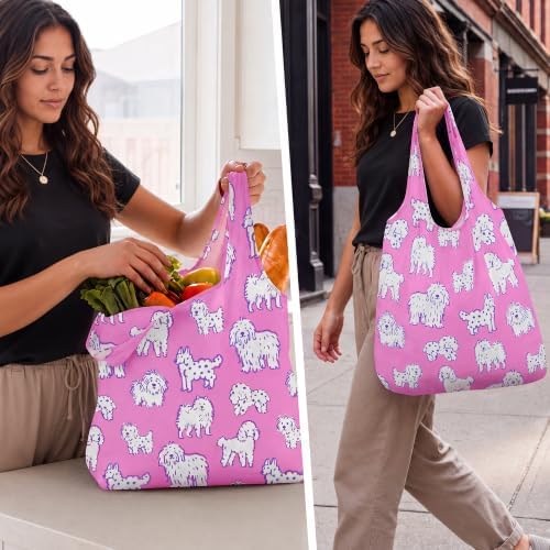 Stelle Lightweight Reusable Grocery Bag with Handles Ripstop Nylon Foldable Tote Shopping Bags for Travel and Groceries