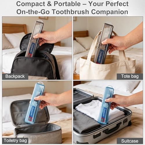 Travel Toothbrush Holder (20-Pack, Gray,Blue)