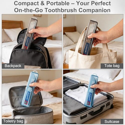 Travel Toothbrush Holder (20-Pack, Gray,Blue)