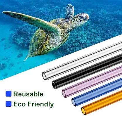 Reusable Glass Straws Bent for 16 oz Tumbler, 9 inch 8mm (Pack of 2)