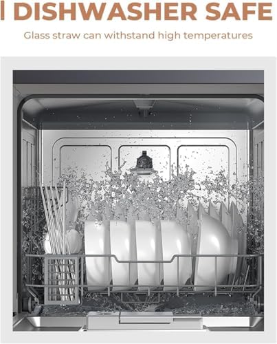 Foogwee® 20 Packs Reusable Glass Straws Set, 9'' x 12mm Clear Drinking Straws for Smoothies, Shakes, Coffee, Juice, Sodas, Milk, Tea, Cocktails, Set of 8 Straight and 8 Bent with 4 Cleaning Brushes