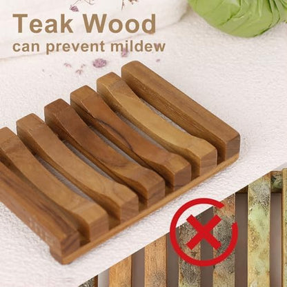 HTB Slotted Bar Soap Holder Teak Wood for Bathroom