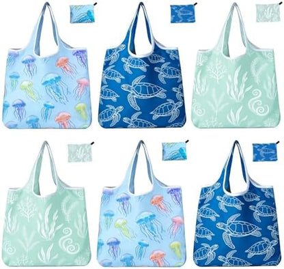6 Pack Foldable Shopping Bag, Reusable Shopping Bag