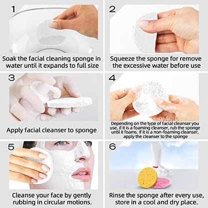 120-Count White Compressed Facial sponges for Daily Cleaning