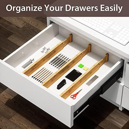 DUCOO 4 PCS Drawer Divider, 17"-22" Adjustable Bamboo Drawer Dividers Organizers, Expandable Separators for Kitchen, Clothes, Dressers, Home, Office