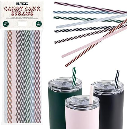 24-Pack, Reusable Straws - Candy Cane, Plastic Straws Reusable, BPA Free, Dishwasher Safe, Multicolor, Replacement for Tumblers, Fits 20oz 30oz 40oz