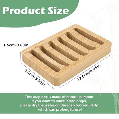 Bamboo Soap Dish, Bar Soap Holder Self Draining Soap Dish Natural Bamboo Soap Holder Waterproof Anti-Slip Wooden Soap Dishes for Bar Soap Saver Tray for Shower Bathroom Kitchen Sink Bathtub