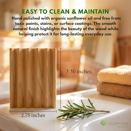 Wooden Soap Dish, Natural Soap Saver Tray with Drainage. 2 Pack - USA Made