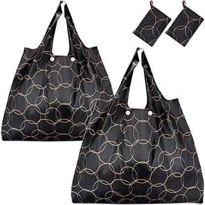 KINGMAS Reusable Grocery Bags, Eco-Friendly Folding Tote Shopping Bag fits in Pocket, Washable Waterproof Nylon Pouch Bags
