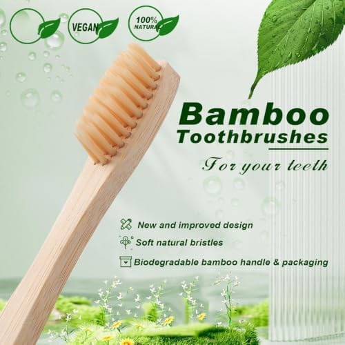 Sieral 120 Pcs Bamboo Toothbrushes Bulk, Soft Bristle Bamboo Toothbrush