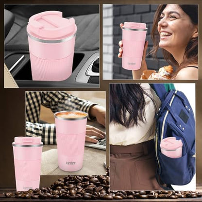 KETIEE 12oz Travel Mug, Insulated Coffee Cup with Leakproof Lid