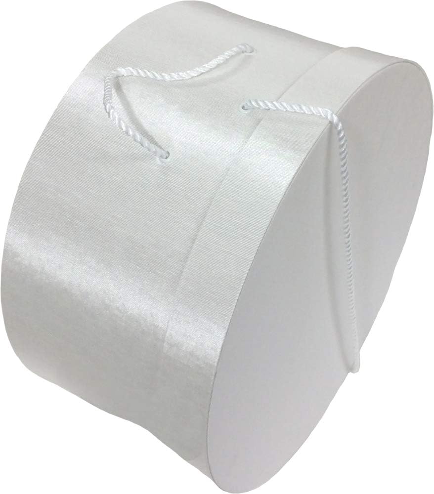 Sarah's Hat Boxes Classic White Hat Box – 14.75" x 7.5" (Dia. x Ht.) Handmade in USA – Odorless Non-Toxic Adhesive, Cording Handle – Premium Storage for Hats & Accessories