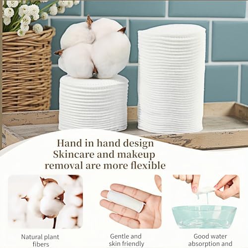 150 Count 100% Organic Cotton Rounds | Soft, Reusable & Hypoallergenic Makeup Remover Pads | No Lint,Double-Sided for Toner & Skincare (2.3")，Triple-Layer, Lint-Free Makeup Remover Pads (150 Count)
