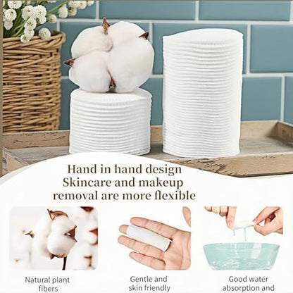 150 Count 100% Organic Cotton Rounds | Soft, Reusable & Hypoallergenic Makeup Remover Pads | No Lint,Double-Sided for Toner & Skincare (2.3")，Triple-Layer, Lint-Free Makeup Remover Pads (150 Count)