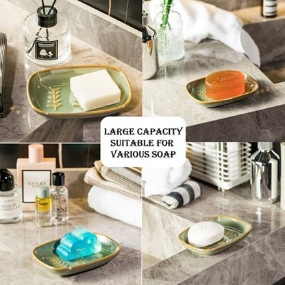 Miamolo Ceramic Soap Dish for Bathroom Sink, Bar Soap Holder Soap-Saving