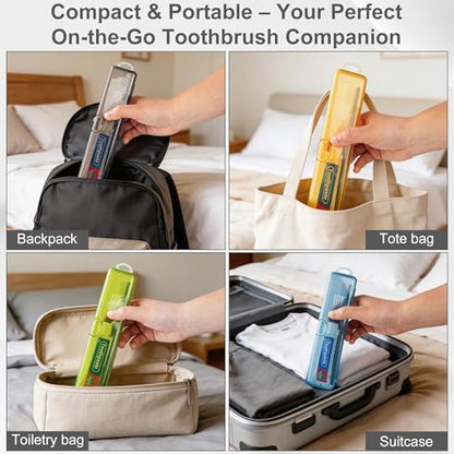 Travel Toothbrush Holder (12pcs, Yellow,Gray,Blue,Green)