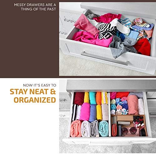 6-Pack Drawer Dividers 2.6-Inch High Dresser Organizer 16 to 22 Inch, White