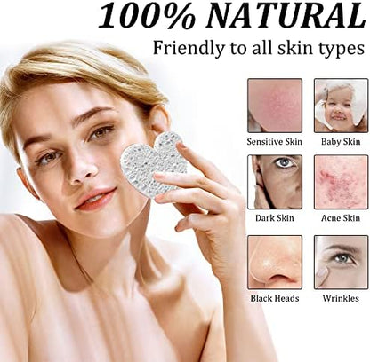 60-Count Kickleen Compressed Cellulose Heart Shape Facial Sponges,White