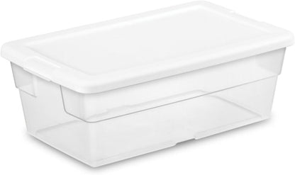 24-Pack 6-Quart Clear Plastic Storage Bins with Snap-On Lids, Stackable Heavy-Duty Containers for Closet, Bathroom, and Office Organization – Over 31 lbs 16428012x24