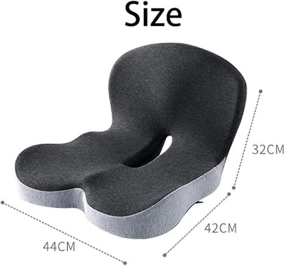 L-Shaped Memory Foam Seat Cushion with Lumbar Support-Ergonomic Car & Office Chair Cushion for Sciatica, Coccyx & Back Pain Relief Supports Hips & Back for Drivers & Long Sitting (Light Grey)