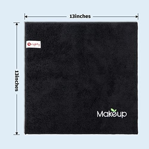 Orighty Microfiber Makeup Remover Cloths, 13 x 13 Inch, 12 Pack Black