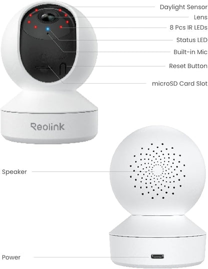 REOLINK 4MP Indoor Security Camera E1, Plug-in 2.4G Wireless WiFi 6