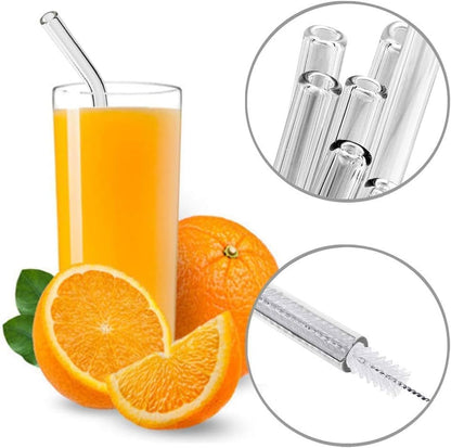 16 Pack Reusable Glass Straws, 6 Straight and 6 Bent with 4 Cleaning Brush