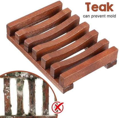 Wood Soap Holder for Shower Teak Soap Dish Teak Wood By HTB Soaps Tray for Shower Kitchen Sink Sink Bathroom Bathtub Extend Soaps Life and Keep Dry