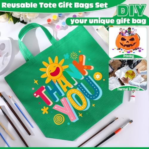Windyun Reusable Grocery Bags Large Non Woven Shopping Bags with Handles Foldable Portable Tote, 16x6x12 Inch