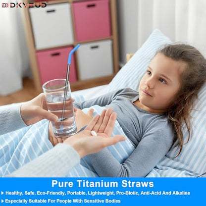 Quality Upgraded 8.5In Medical-Grade Pure Titanium Straw Set 1PCS, Lightweight, Corrosion Resistance, No Metal Flavor, BPA Free, Eco-Friendly Metal Straws Reusable, Suitable For Sensitive Bodies