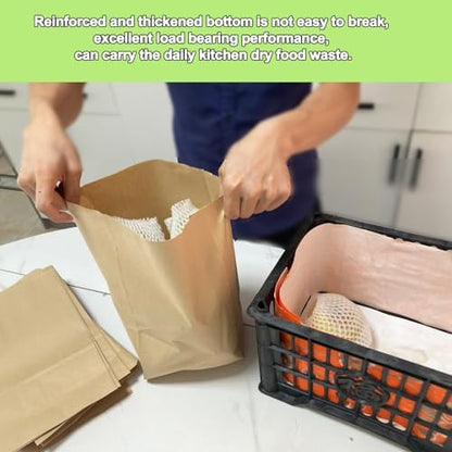 Kitchen Food Waste Bags, Compostable Paper Garbage Bag, Recycling Paper Trash Bag for Dry Rubbish, Plastic Free (50 Count (Pack of 1))