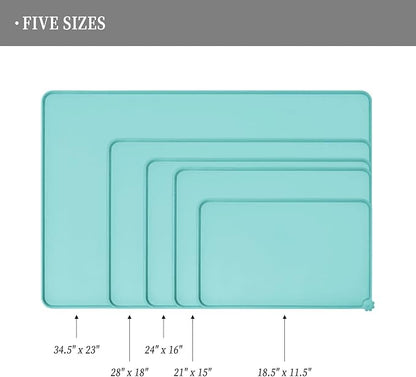 Reopet Waterproof Pet Feeding Mat with High Raised Edges, Heavier and Thicker Placemats for Cat Dog Water Bowl with BPA Free, Dogs Cats Food Mats for Messy Drinkers to Prevent Spill and Protect Floors