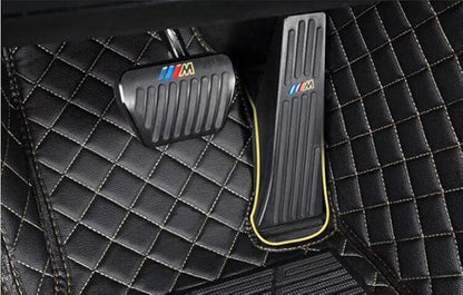 Custom Floor Mats for Cars fit 95% Sedan SUV Sports Car Full Coverage All Weather Men Women Pads Protection Non-Slip Leather Floor Liners (Black and Yellow Stitching)