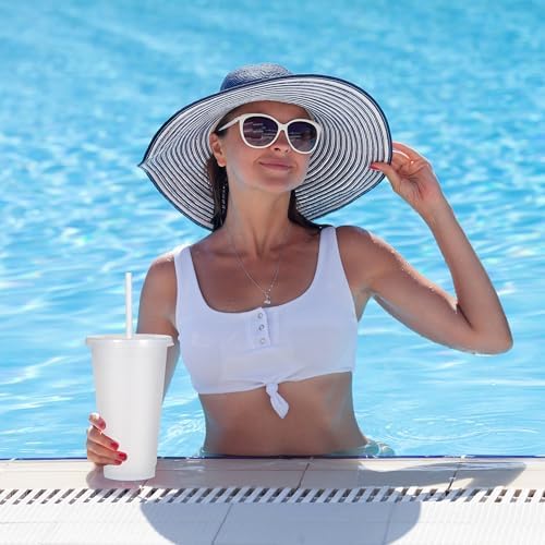 Suertestarry Tumbler with Straw and Lid,Water Bottle Iced Coffee Travel Mug Cup,Reusable Plastic Cups,Perfect for Parties,Birthdays… (White, 36 pack)