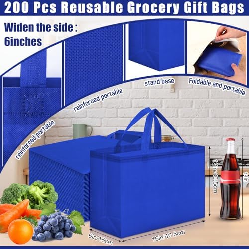 Windyun Reusable Grocery Bags Large Non Woven Shopping Bags with Handles Foldable Portable Tote, 16x6x12 Inch