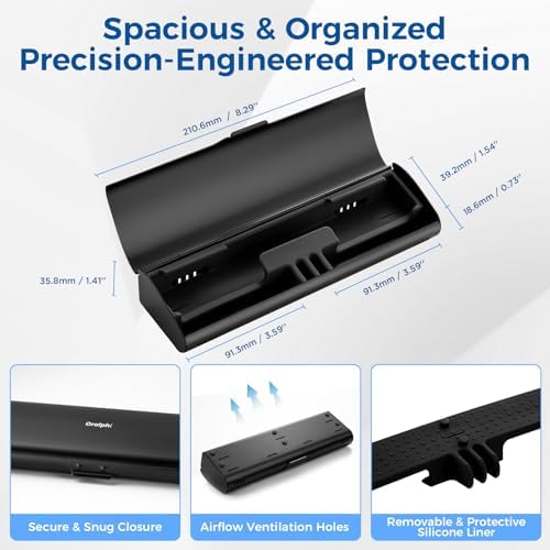 Aluminum Electric Toothbrush Travel Case, 2 in 1 Travel Toothbrush Holder for Oral B/Oral-B Pro 1000 1500 5000 and Most Electric Toothbrush for Traveling, Removable Silicone Liner-Black