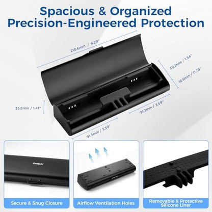Aluminum Electric Toothbrush Travel Case, 2 in 1 Travel Toothbrush Holder for Oral B/Oral-B Pro 1000 1500 5000 and Most Electric Toothbrush for Traveling, Removable Silicone Liner-Black